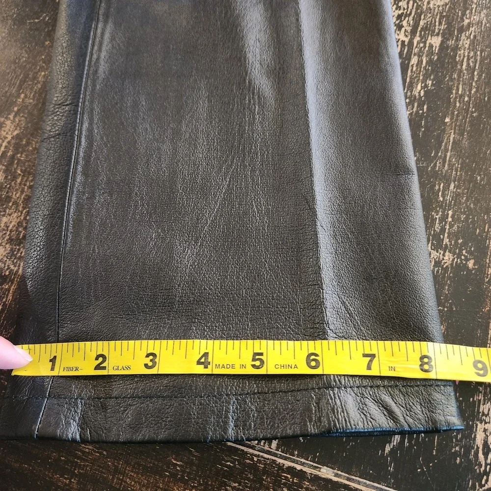 Vtg 90s Y2K Newport News 100% Leather Pants 6 Women Black 29x29 Moto Biker Lined